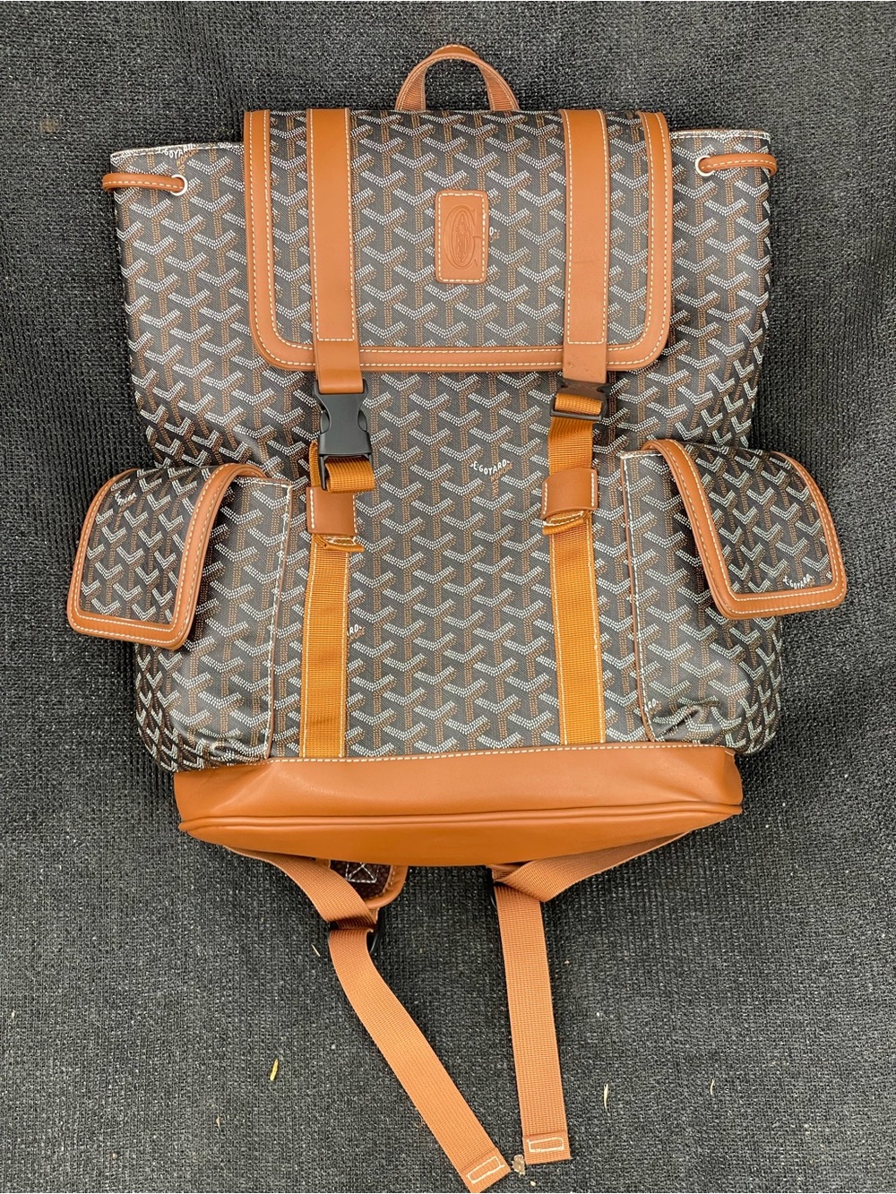 GOYARD Designer-Style Brown & Tan Patterned Men's Backpack